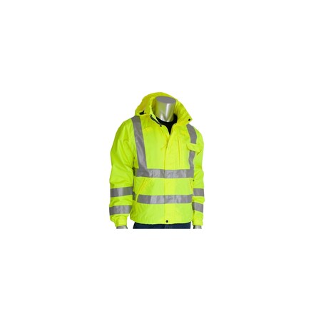 Pip CLASS 3 RAIN JACKET, W/B PUCTD, D-RING, ZIP CL. HD., PK 10 353-2000-LY/3X